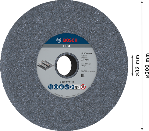 Bosch金屬砂輪 200 x 25 x 32 mm G60。